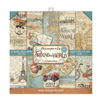 Stamperia - Designpapier "Around the World" Paper Pack 8x8 Inch - 10 Bogen
