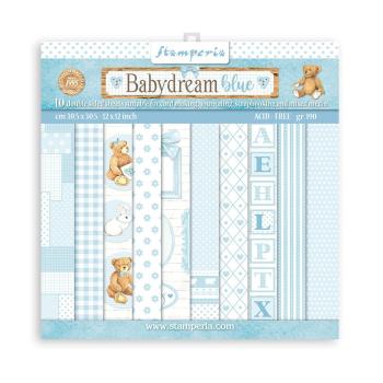 Stamperia - Designpapier "Babydream Blue" Paper Pack 8x8 Inch - 10 Bogen
