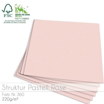 Cardstock 12"x12"  220g/m² (30,5 x 30,5cm) in struktur pastell rose