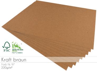 Cardstock - Kraftpapier 220g/m² DIN A4 in kraft braun