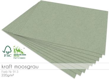 Cardstock - Kraftpapier 220g/m² DIN A4 in kraft moosgrau