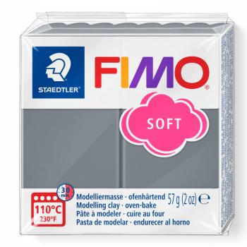 Fimo Soft Knete - stormy grey, Modelliermasse 57g Normalblock